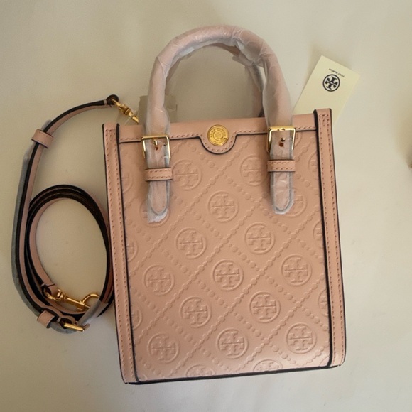 NWT!! Tory Burch T Monogram Leather Mini N/S Tote Crossbody In Blush - Picture 6 of 12